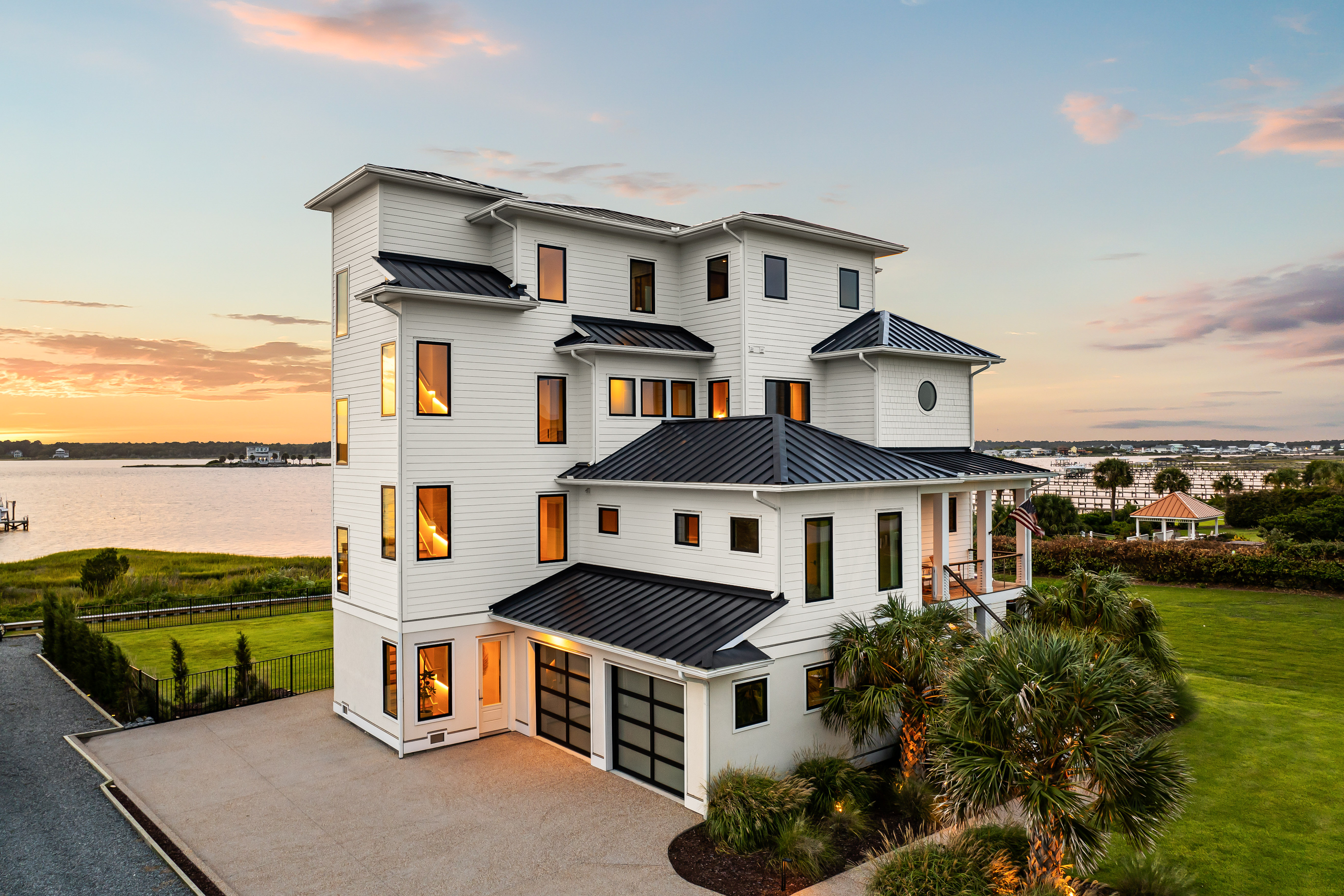 23 Sailview illuminated against the evening sky
