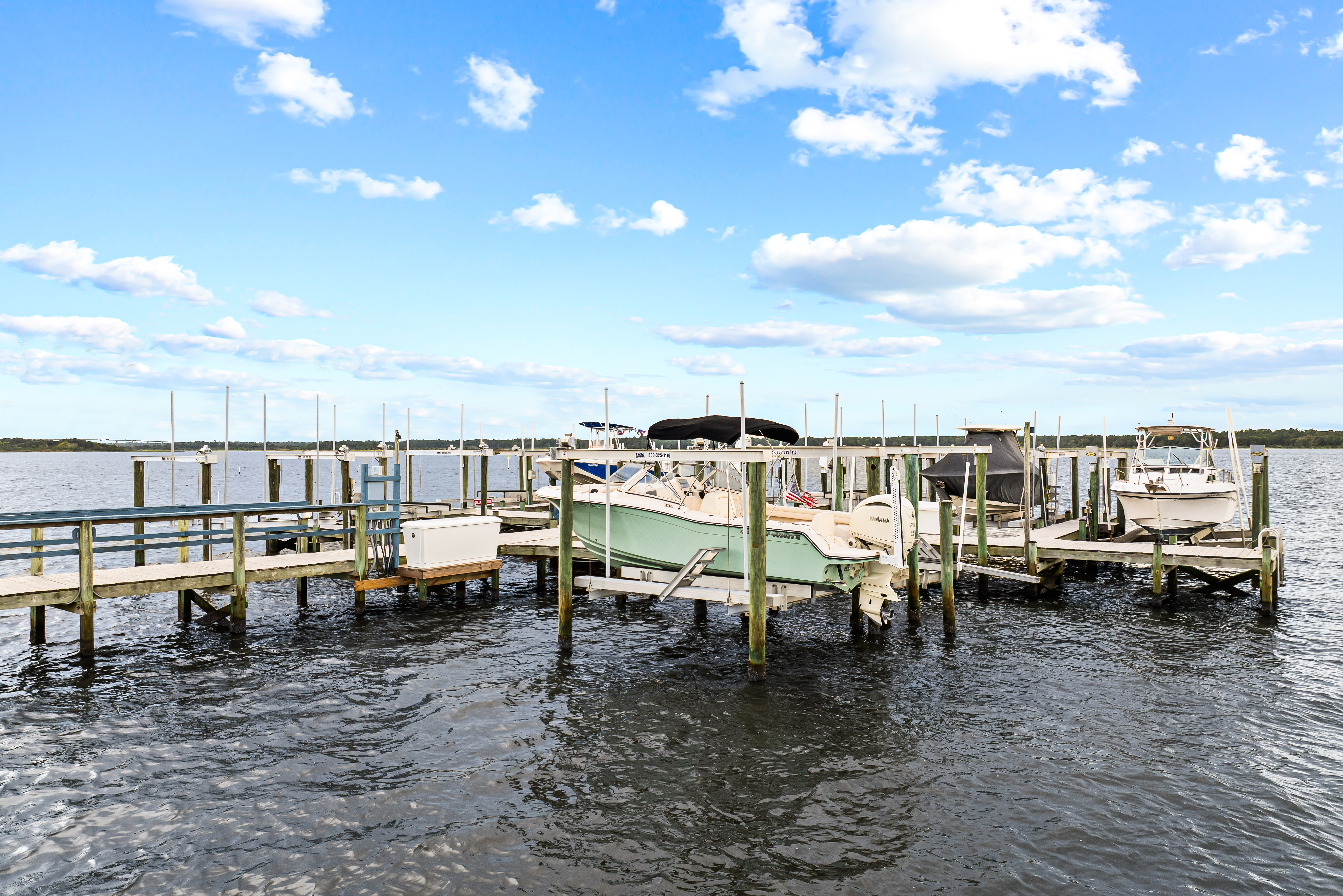 Boats moored just beyond 23 Sailview